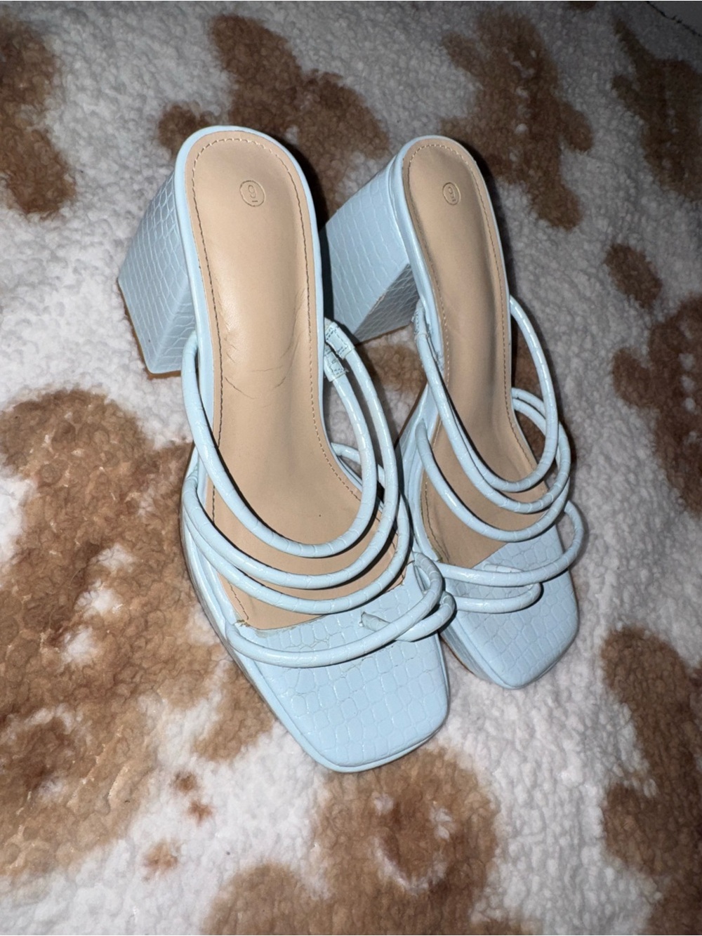 Women’s Strappy Block Heel Sandals - Light Blue